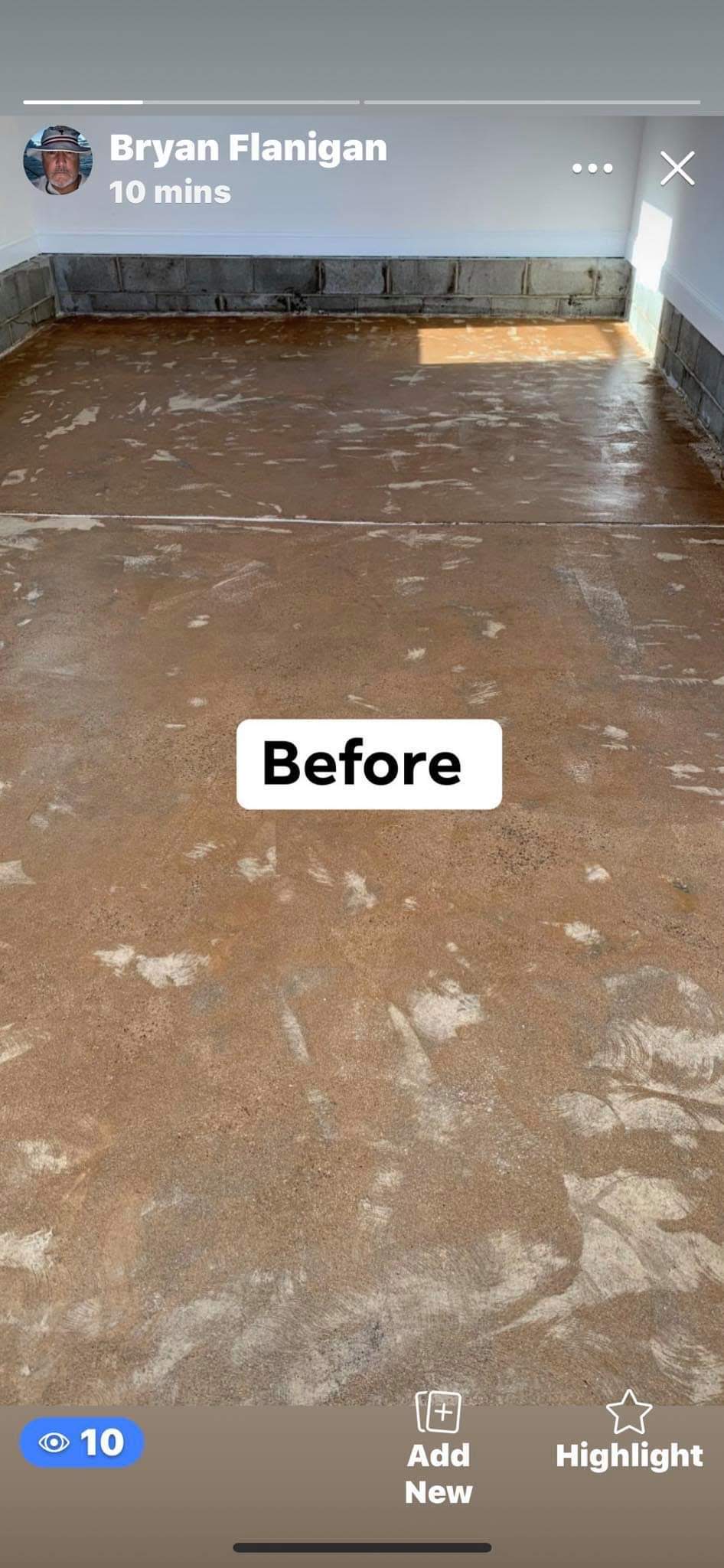 Garage floor before epoxy coating - bare concrete in Hinesville GA