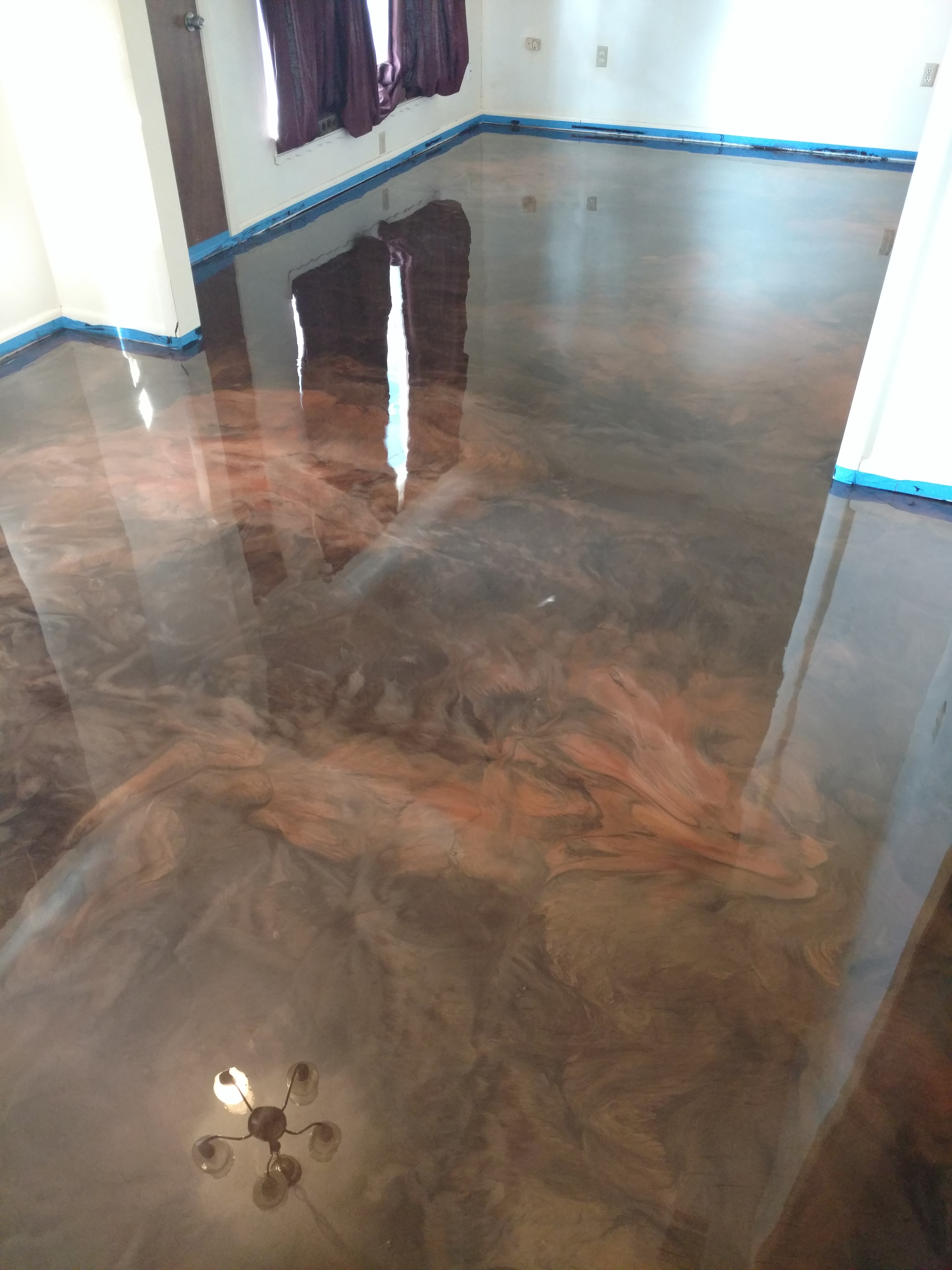 Metallic epoxy floor residential room Hinesville GA
